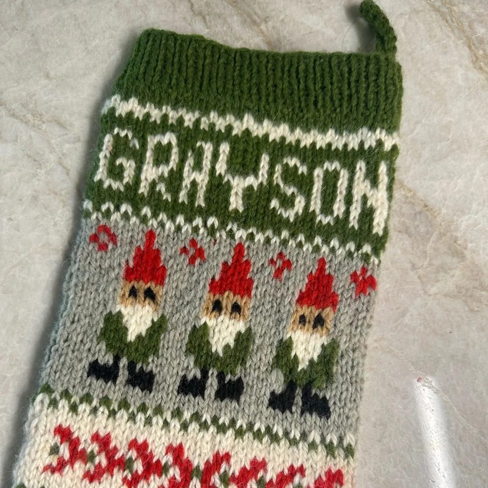Handmade Wool Knit Stocking (Grayson) - Picture 3 of 5